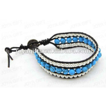 Amizade Turquesa 8MM Round Beads Wrap Pulseiras